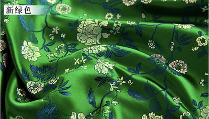 Floral Silk Brocade Fabric: Red Chinese Style Sewing Material