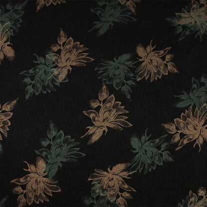 Black Floral Gambiered Canton Gauze Fabric: Two-Tone Satin, 59" Wide