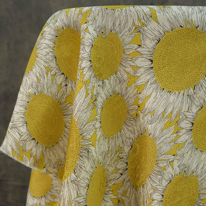 Sunflower Tea Silk Satin Fabric: Digital Print, 55" Wide