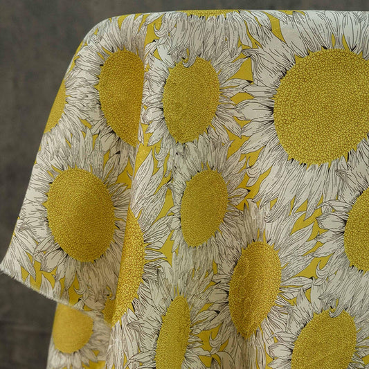 Tissu satiné de soie « Thé tournesol » : impression numérique, largeur 140 cm