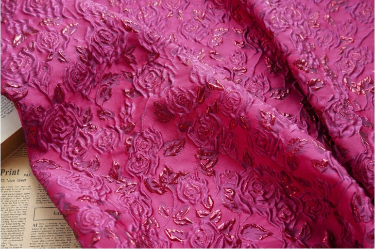 Gold Thread Floral Jacquard Fabric - 52" Wide, Prom/Upholstery