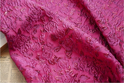 Gold Thread Floral Jacquard Fabric - 52" Wide, Prom/Upholstery