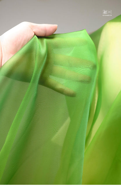 Gradient Green Chiffon Organza Fabric - 55"W Sheer Drape