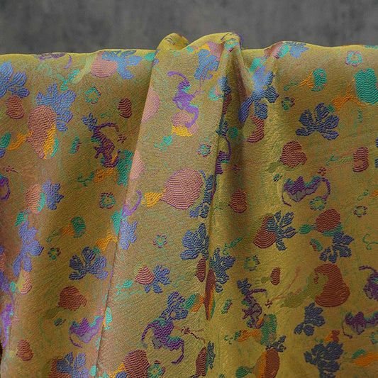 Gold Accents Brocade Fabric - Gourd Jacquard, 59" Wide