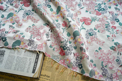 Beige Floral Jacquard Fabric: Reversible Embossed Woven Material, 62"W