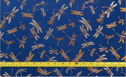 Dragonfly Floral Brocade Jacquard Fabric: Elegant Chinese Style, 29.5"W