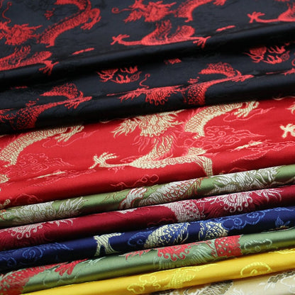 Chinese Dragon Silk Brocade Fabric: Fire Pattern, 29" Wide
