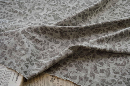 Japanese Floral Cotton Linen Fabric: Kimono Upholstery Drapery, 55"W