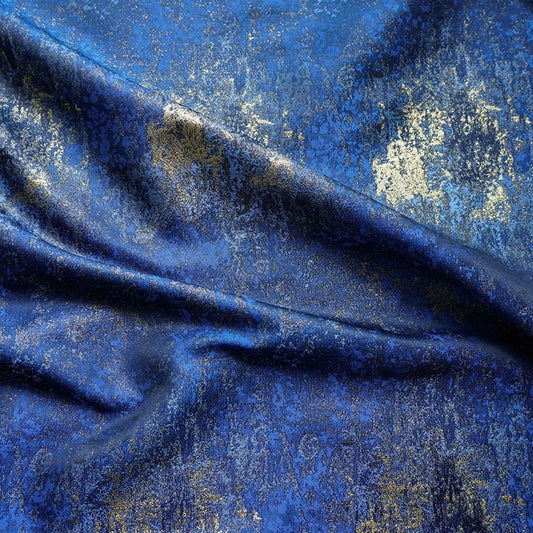 Galaxy Jacquard Fabric: Dark Blue Universe Upholstery, Costume, Decor (67" Width)