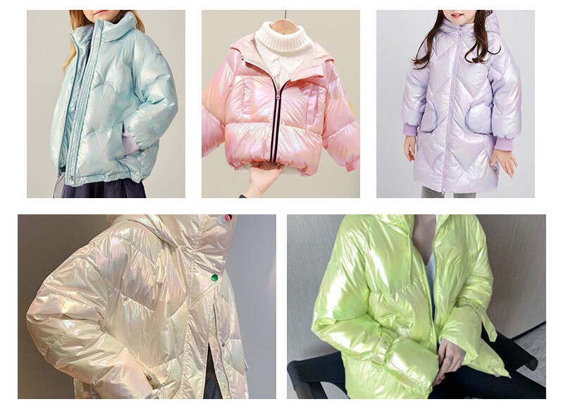 Tissu en nylon matelassé holographique : matériau imperméable pour doudoune en duvet d'oie