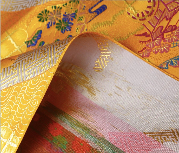 Floral Jacquard Brocade Fabric: Japanese Architecture, 59" Wide