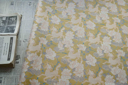 Luxury Song Brocade Jacquard Fabric with Kirin and Peony Gold Pattern, 58" Wide