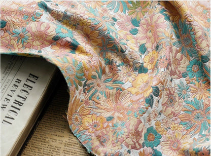 Floral Jacquard Fabric: 3D Flower Designer Fabric, 55" Wide