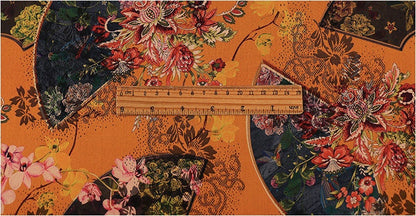 Floral Damask Satin Fabric: 59" Wide Digital Print