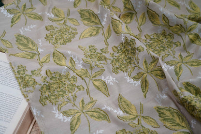 Retro Floral Jacquard Fabric: 50"W Polyester Drapery Material