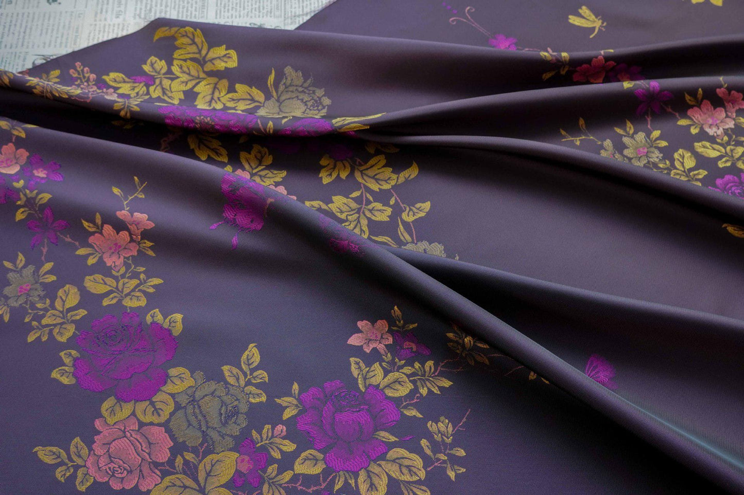 Luxury Peony Jacquard Fabric ��� Woven Dress Apparel Material ��� Elegant Chinese Brocade, Decorative Textile for Gowns "Wide