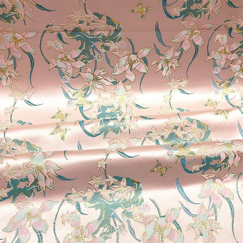 Magnolia Flower Brocade Fabric: 59"W Rayon Damask for Sewing & Upholstery