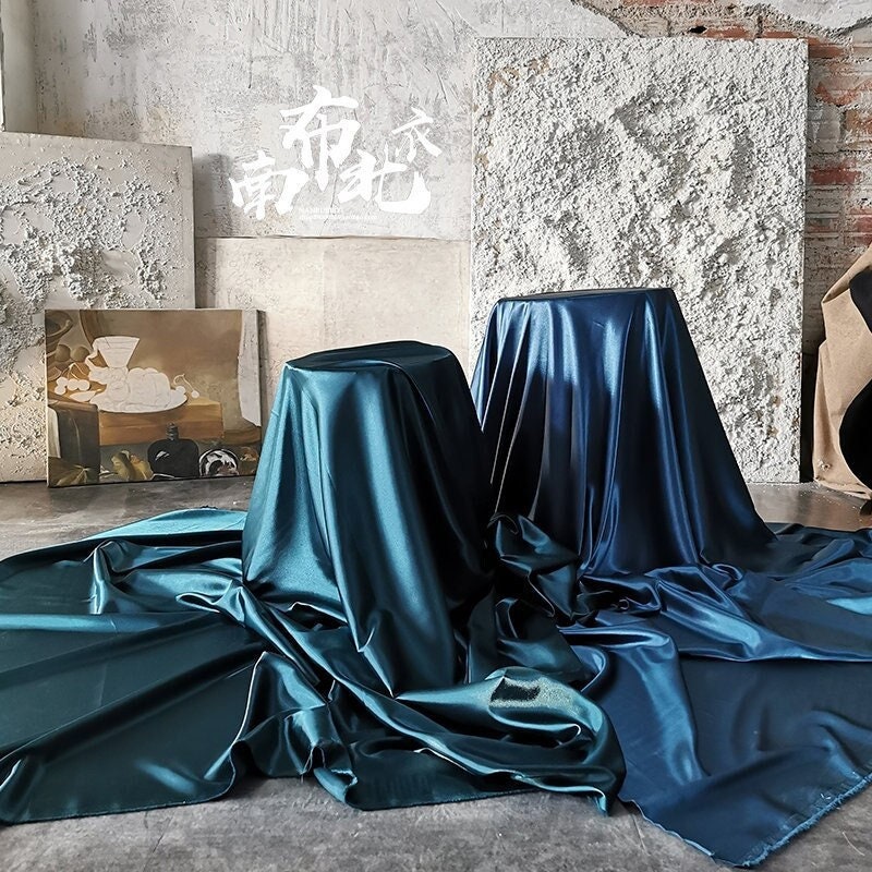 Tissu satin de soie : 53 couleurs, 150 cm de large, tissu de luxe pour robes
