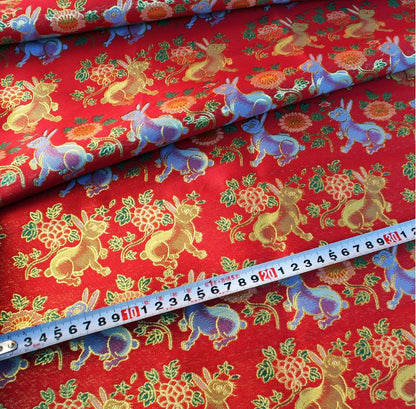 Silver Crane Brocade Fabric: 58"W Rayon Blend, Cheongsam Sewing