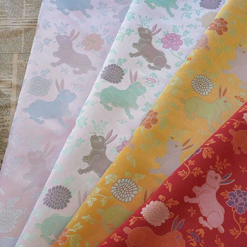 Rabbit Brocade Fabric: 59"W Chinese Cheongsam, Tibetan Robe Sewing
