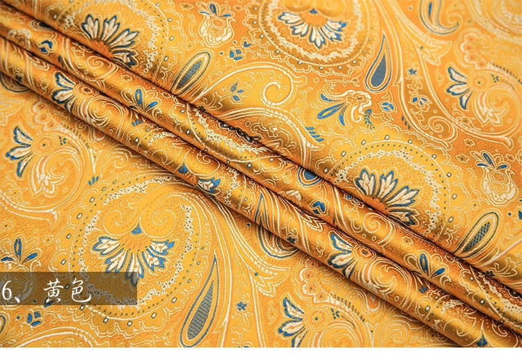 Silk Brocade Damask Fabric: Paisley Phoenix Tail Cheongsam Upholstery