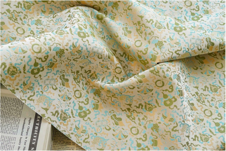 Flying Dragon Brocade Fabric: 59"W Rayon Satin