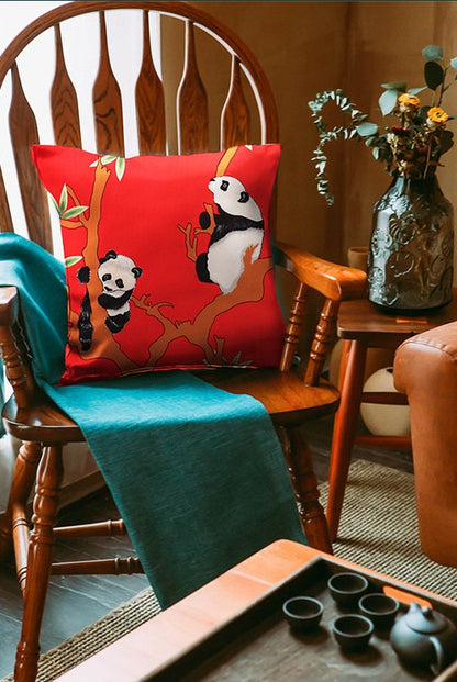 Tissu satiné imprimé panda : polyester doux, 145 cm de large