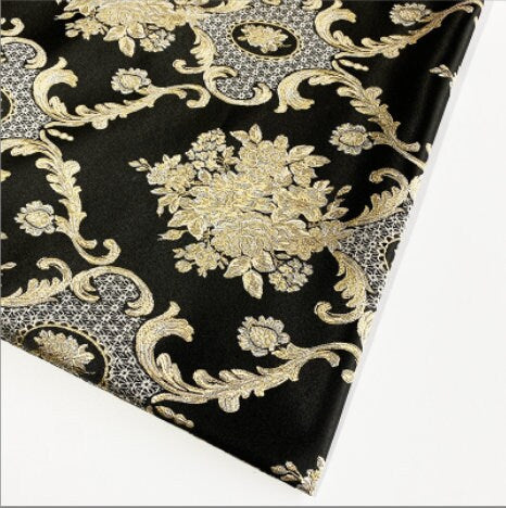 Gold Jacquard Fabric: Embossed 3D Floral Brocade, 55" Wide By The Meter