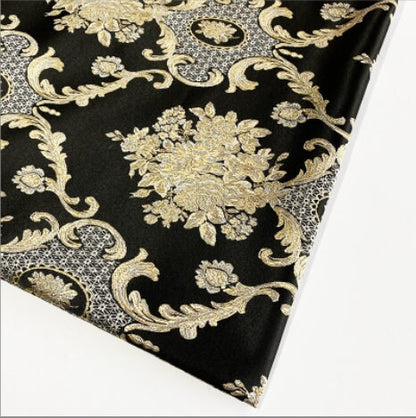 Gold Jacquard Fabric: Embossed 3D Floral Brocade, 55" Wide By The Meter