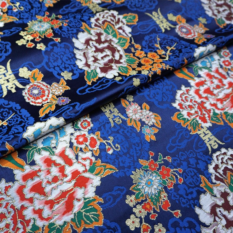 Floral Silk Brocade Fabric: 29"W Chinese Wedding Fabric By The Meter