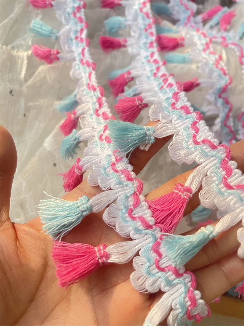 Colorful Tassel Trim: Ethnic Cotton Fabric, 2" Width