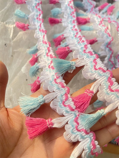Colorful Tassel Trim: Ethnic Cotton Fabric, 2" Width