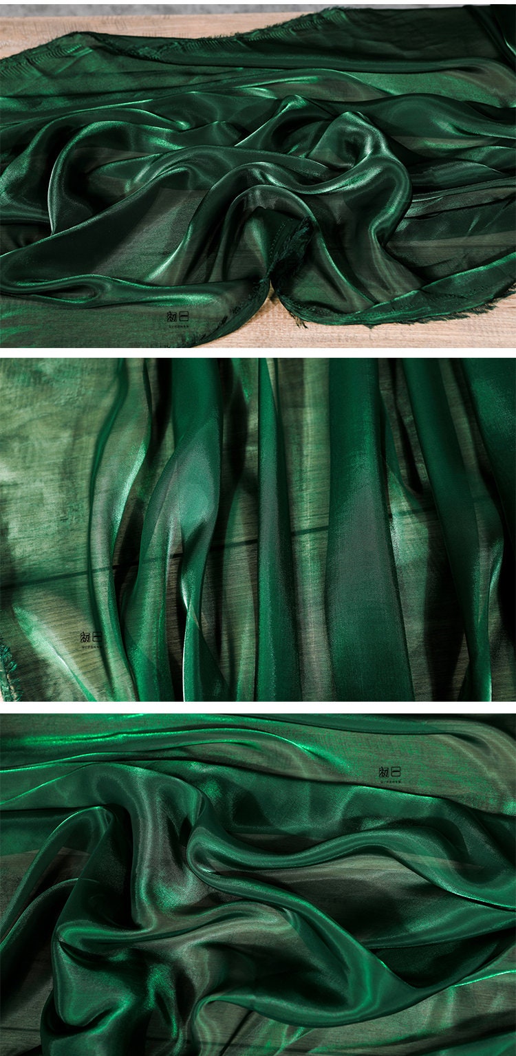 Tissu satiné semi-transparent : matière douce et brillante, 150 cm de large, pour costumes et décoration