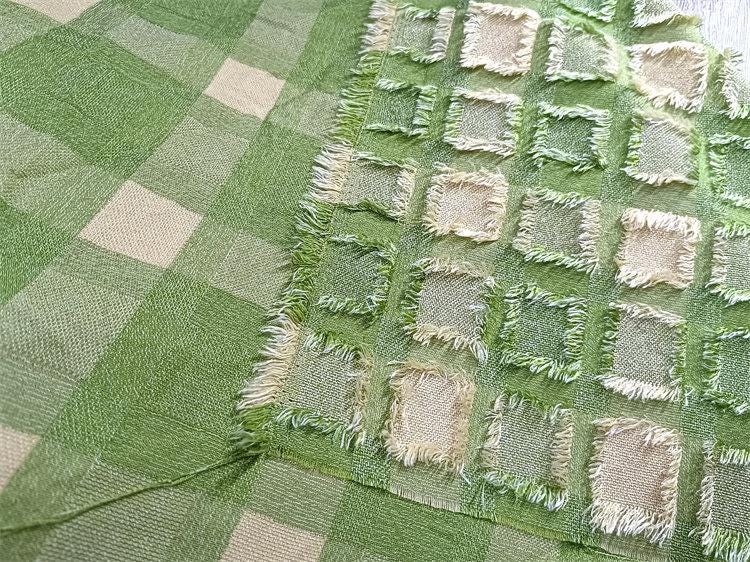 Blue Checkered Jacquard Fabric ��� Textured Fringe DIY Materi"
