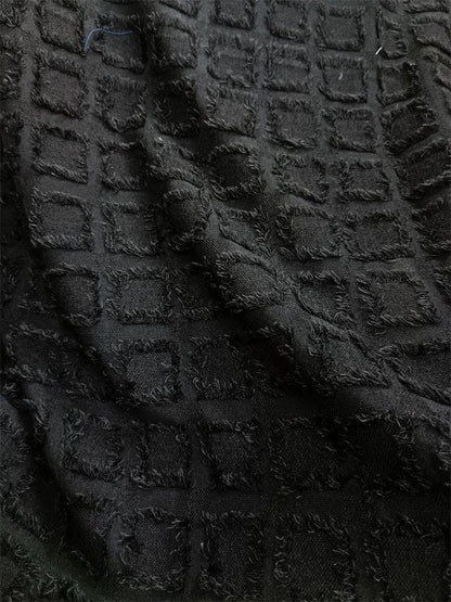 Blue Checkered Jacquard Fabric ��� Textured Fringe DIY Materi"
