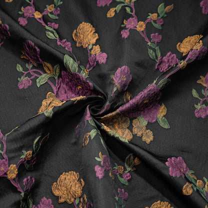 Tissu jacquard à motif floral et fils dorés : Tissu de créateur Vintage Palace, 147 cm de large