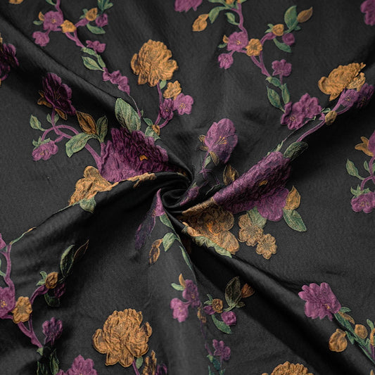 Tissu jacquard à motif floral et fils dorés : Tissu de créateur Vintage Palace, 147 cm de large