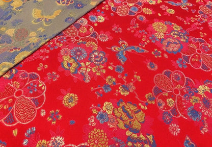 Tissu brocart papillon : Jacquard damas de soie rose (59 pouces de large)