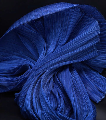 Pleated Organza Fabric: Shiny Crinkled Texture, 55" Wide