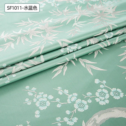 Bamboo Jacquard Fabric: Floral Upholstery, Costume & Decor - 58"W