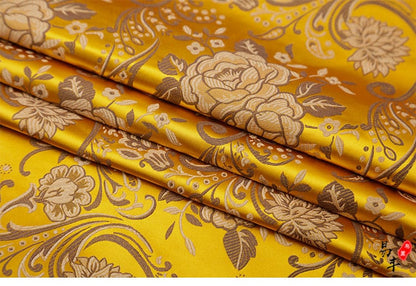 Peony Flower Brocade Fabric: 29.5"W Rayon Nylon Blend, Upholstery & Sewing By The Meter
