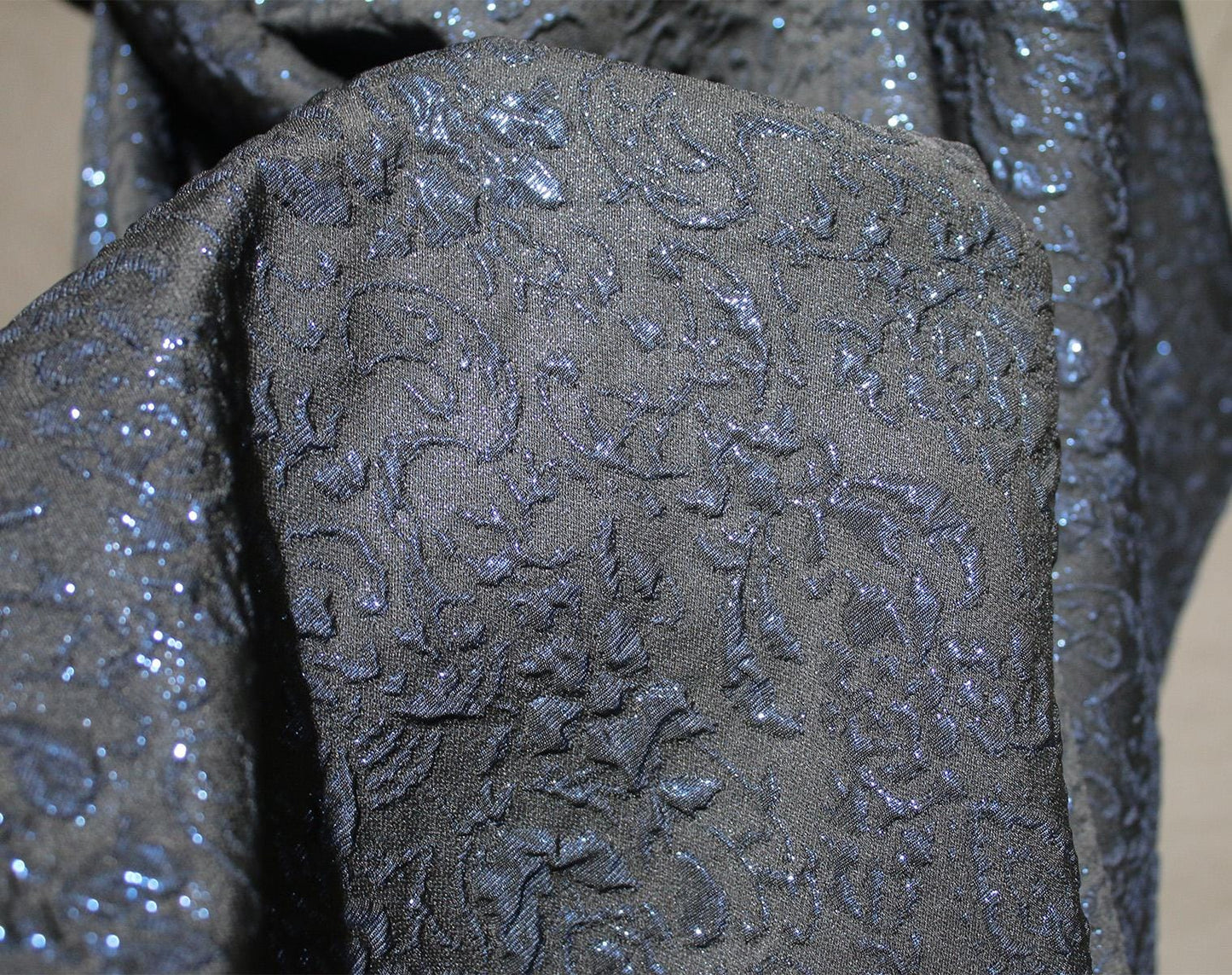Metallic Gold Thread Jacquard Fabric: 3D Embossed Woven Material (55"W)