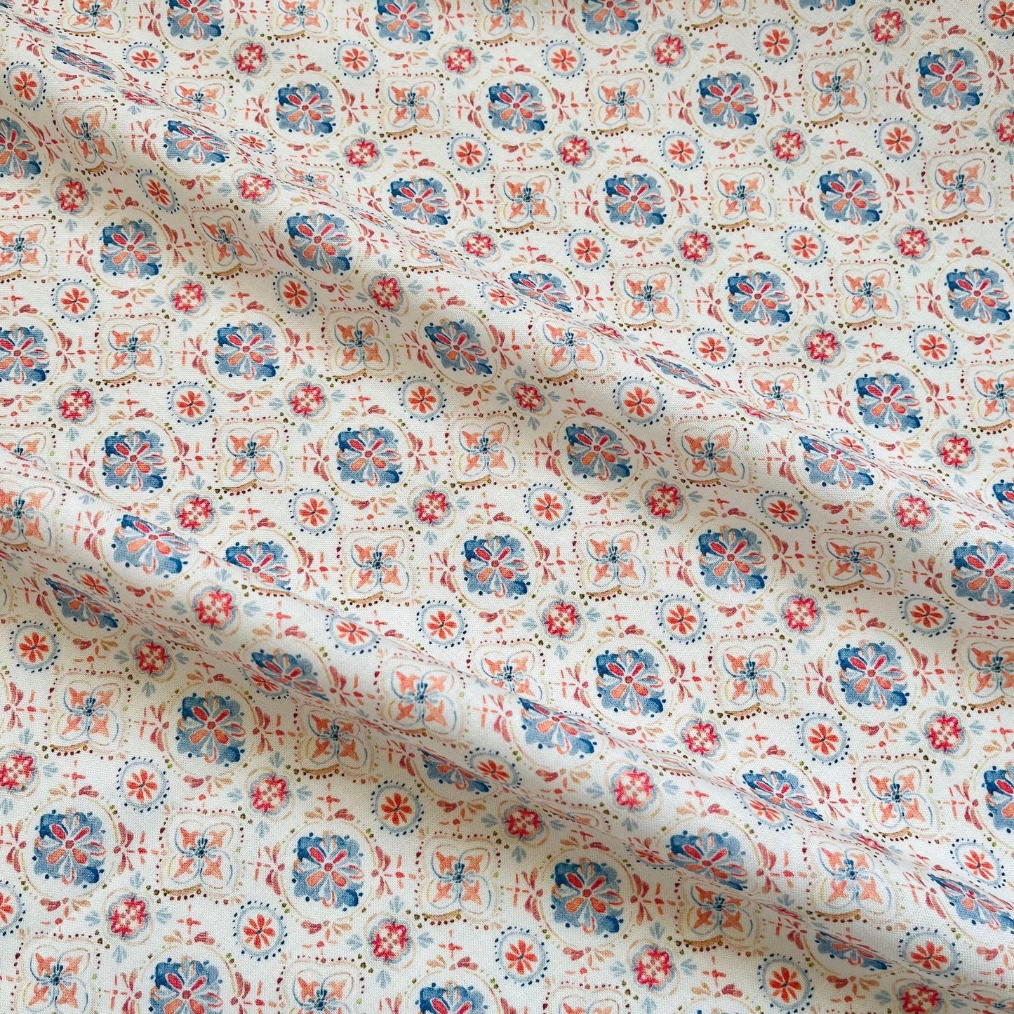 Floral Cotton Fabric: 60s Style Print, 59" Wide, Quilting Sewing