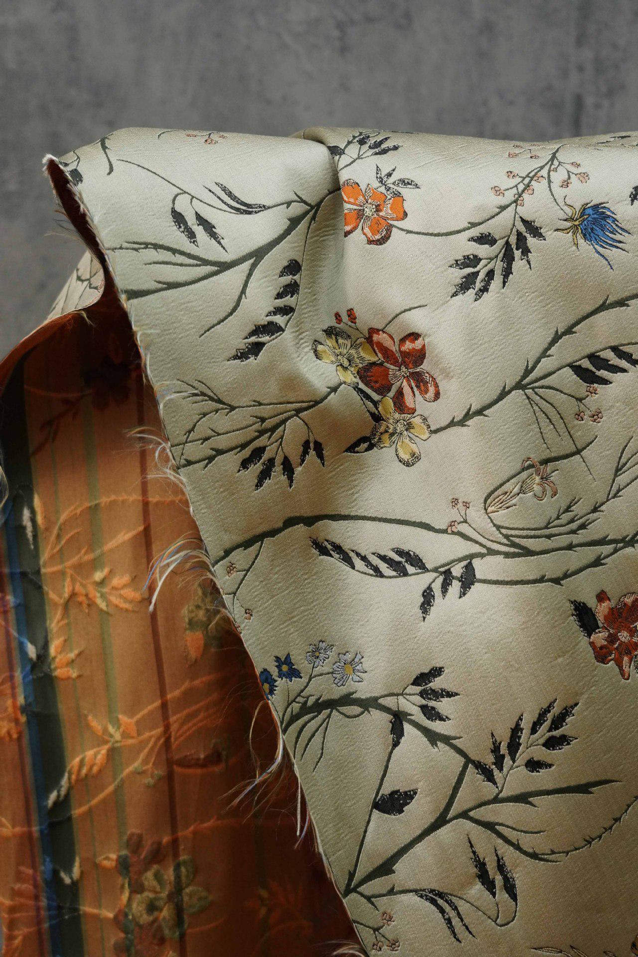 Floral Brocade Jacquard Fabric: Retro Palace Style, 59" Wide