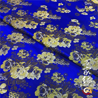 Peony Silk Brocade Fabric: Jacquard Mulberry Damask (29.5"W)