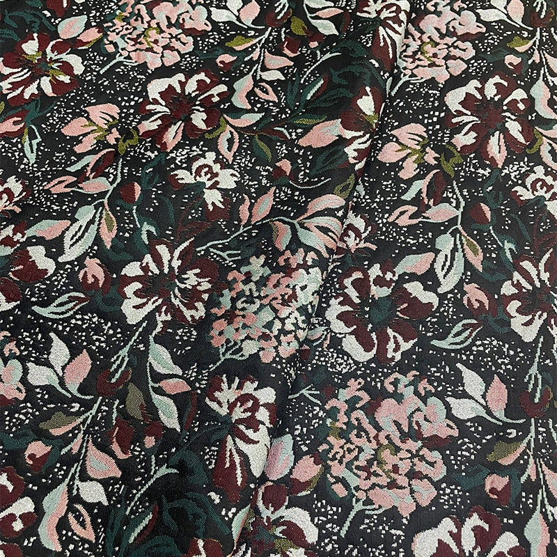 Autumn Floral Jacquard Fabric: Thick Stiff Upholstery, Costume, Decor