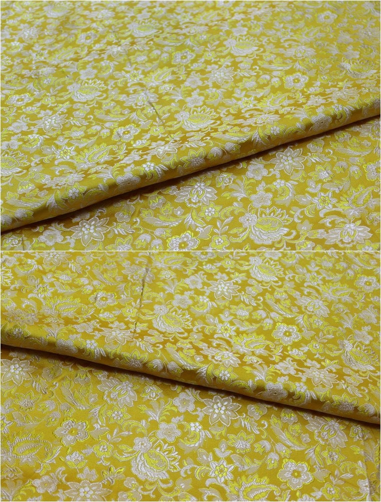 Floral Brocade Fabric: Silk Rayon Blend, Cheongsam Qipao Material (29.5" Wide)