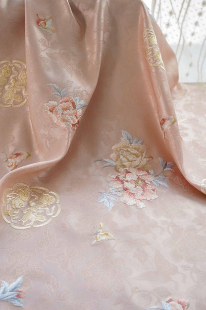 Peony Silk Brocade Fabric: 59"W Tibetan Robe Cheongsam Material
