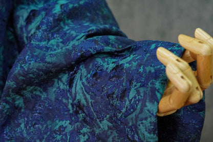 Dark Blue Jacquard Fabric: Retro 3D Texture, Upholstery & Sewing, 59" Wide