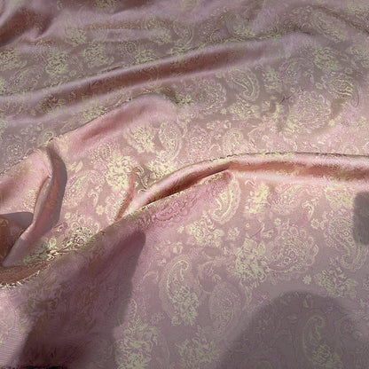 Cashew Flower Jacquard Fabric: Rayon Blend Satin, 59" Wide